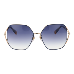 Furla Sonnenbrille SFU601 580492 – Frontansicht mit Edelstahl Rahmen und Blau Gläsern