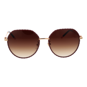 Furla Sonnenbrille SFU627 5702AM – Frontansicht mit Metall Rahmen und Braun Gläsern