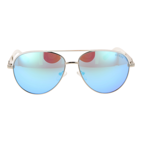 Guess Sonnenbrille GF0287 5706X – Frontansicht mit Metall Rahmen und Blau Gläsern