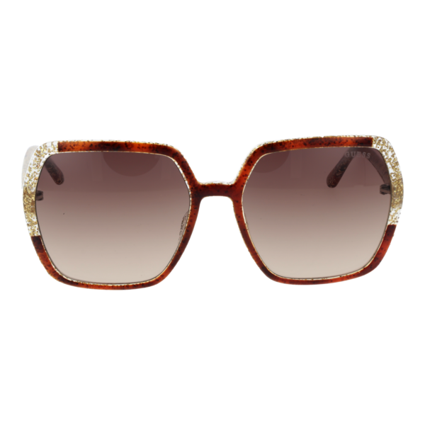 Guess Sonnenbrille GU7883 5652F – Frontansicht mit Kunststoff Rahmen und Braun Gläsern