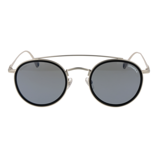 O'Neill Sonnenbrille ONS Carillo 2.0 50SIL – Frontansicht mit Edelstahl Rahmen und Grau Gläsern