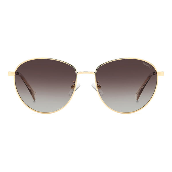 Polaroid Sonnenbrille PLD 4171/G/S/X 5701QLA – Frontansicht mit Edelstahl Rahmen und Braun Gläsern