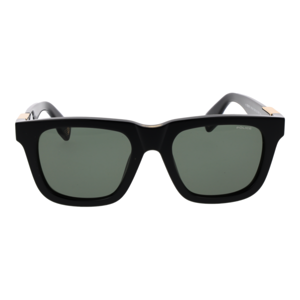 Police Sonnenbrille SPLN43M 52700Y – Frontansicht mit Zellulose Azetat Rahmen und Grün Gläsern