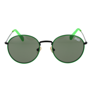 Superdry Sonnenbrille SDS Enso 49013 – Frontansicht mit Metall Rahmen und Grün Gläsern