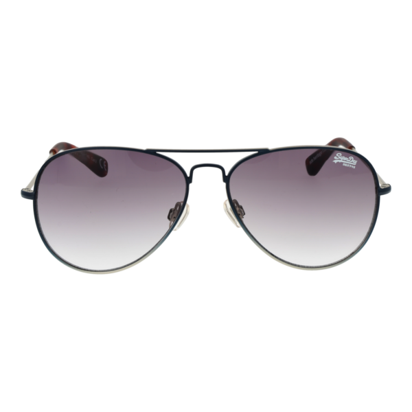 Superdry Sonnenbrille SDS Heritage 58002 – Frontansicht mit Metall Rahmen und Grau Gläsern