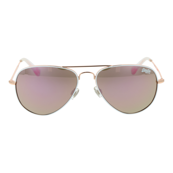 Superdry Sonnenbrille SDS Heritage 58201 – Frontansicht mit Metall Rahmen und Gold Gläsern