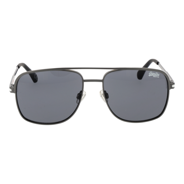 Superdry Sonnenbrille SDS Miami 56012 – Frontansicht mit Metall Rahmen und Grau Gläsern