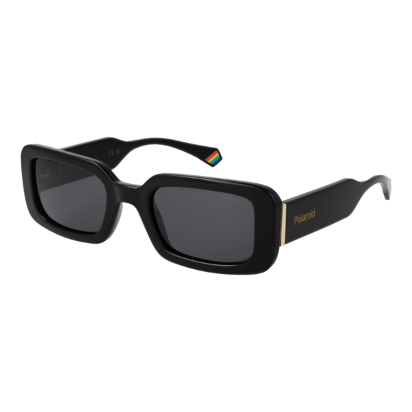 Polaroid Rechteck Sonnenbrille PLD 6208/S/XN 52807M9 in Schwarz – 45° Seitenansicht