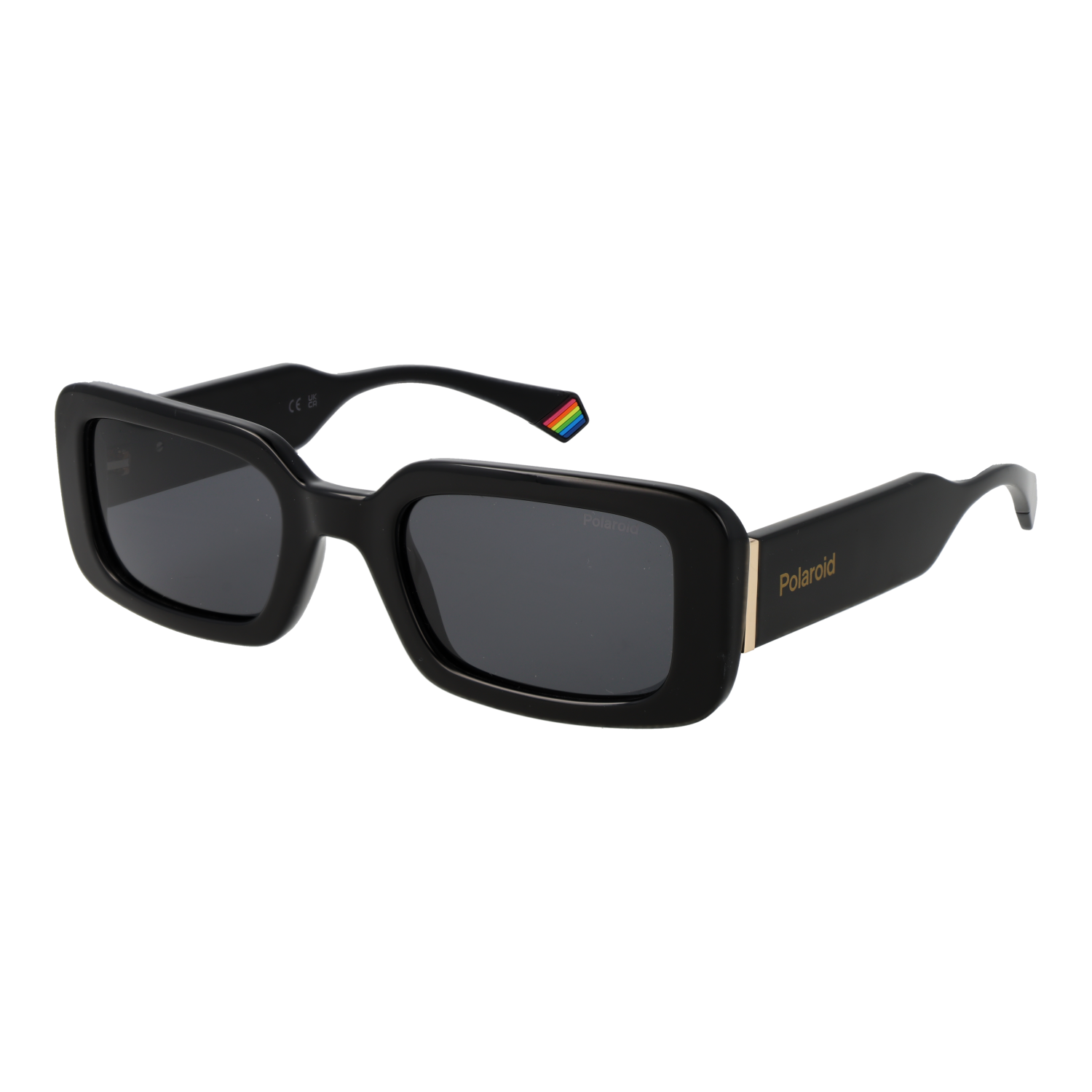 Polaroid Rechteck Sonnenbrille PLD 6208/S/XN 52807M9 in Schwarz – 45° Seitenansicht