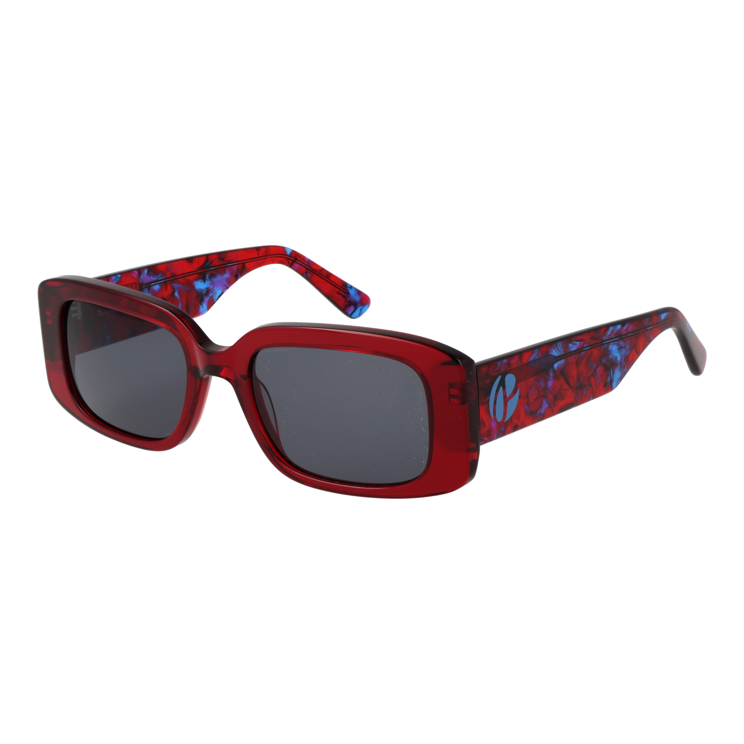 Pepe Jeans Rechteck Sonnenbrille PJ7424 52263 in Rot – 45° Seitenansicht