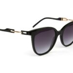 Ana Hickmann Schmetterling Sonnenbrille AH9347 53A01 in Schwarz – 45° Seitenansicht