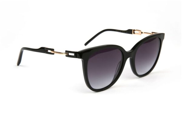 Ana Hickmann Schmetterling Sonnenbrille AH9347 53A01 in Schwarz – 45° Seitenansicht