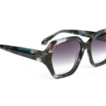 Ana Hickmann Rechteck Sonnenbrille AH9436 54G21 in Blau – 45° Seitenansicht