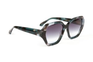 Ana Hickmann Rechteck Sonnenbrille AH9436 54G21 in Blau – 45° Seitenansicht