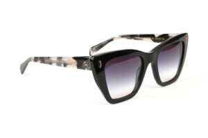 Ana Hickmann Quadrat Sonnenbrille AH9438 53A01 in Schwarz – 45° Seitenansicht