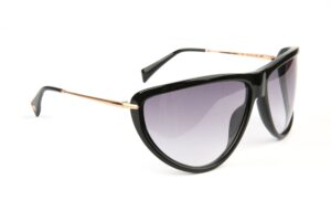 Ana Hickmann Rund Sonnenbrille HI9251 71A01 in Schwarz – 45° Seitenansicht