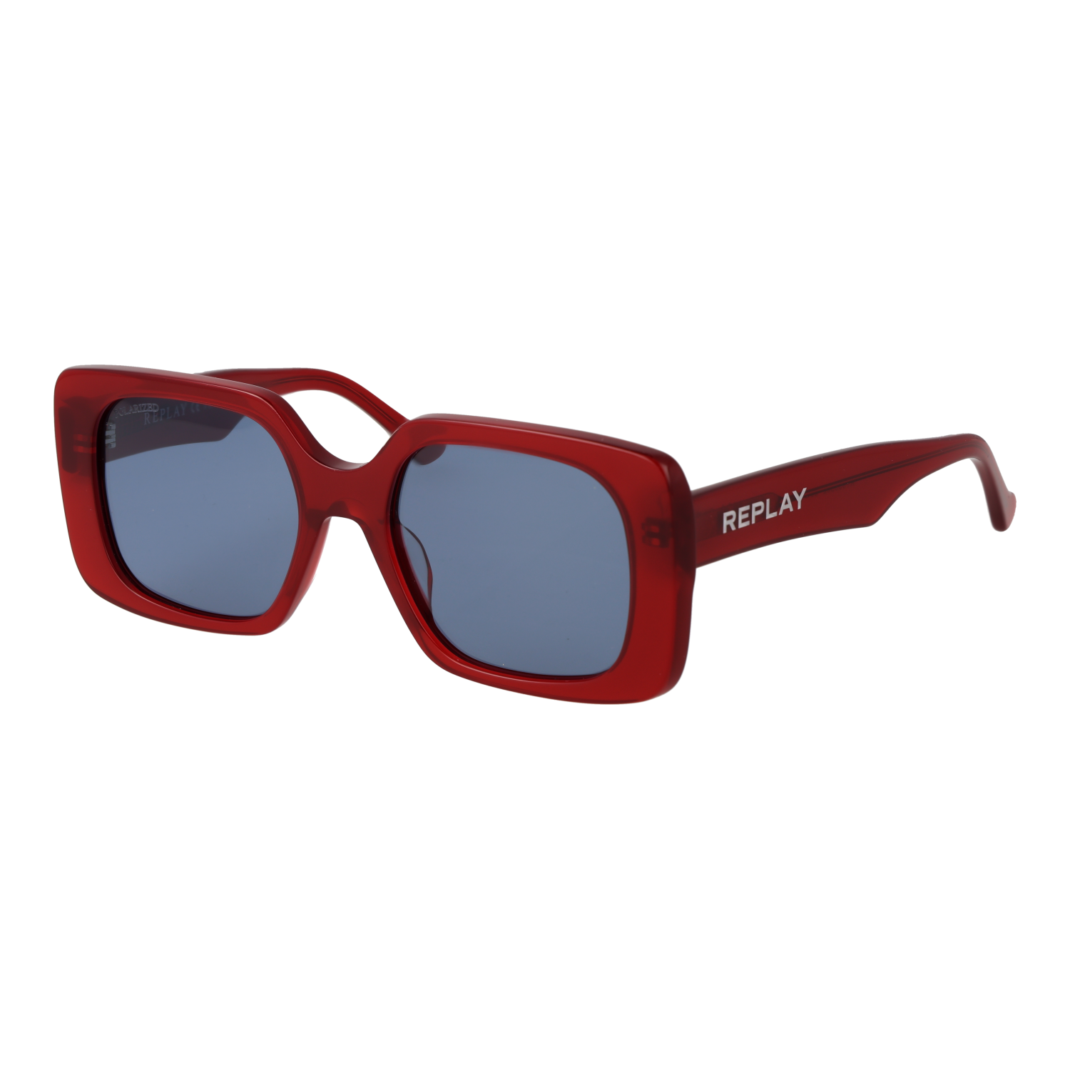 Replay Quadrat Sonnenbrille RY655S 5302 in Rot – 45° Seitenansicht