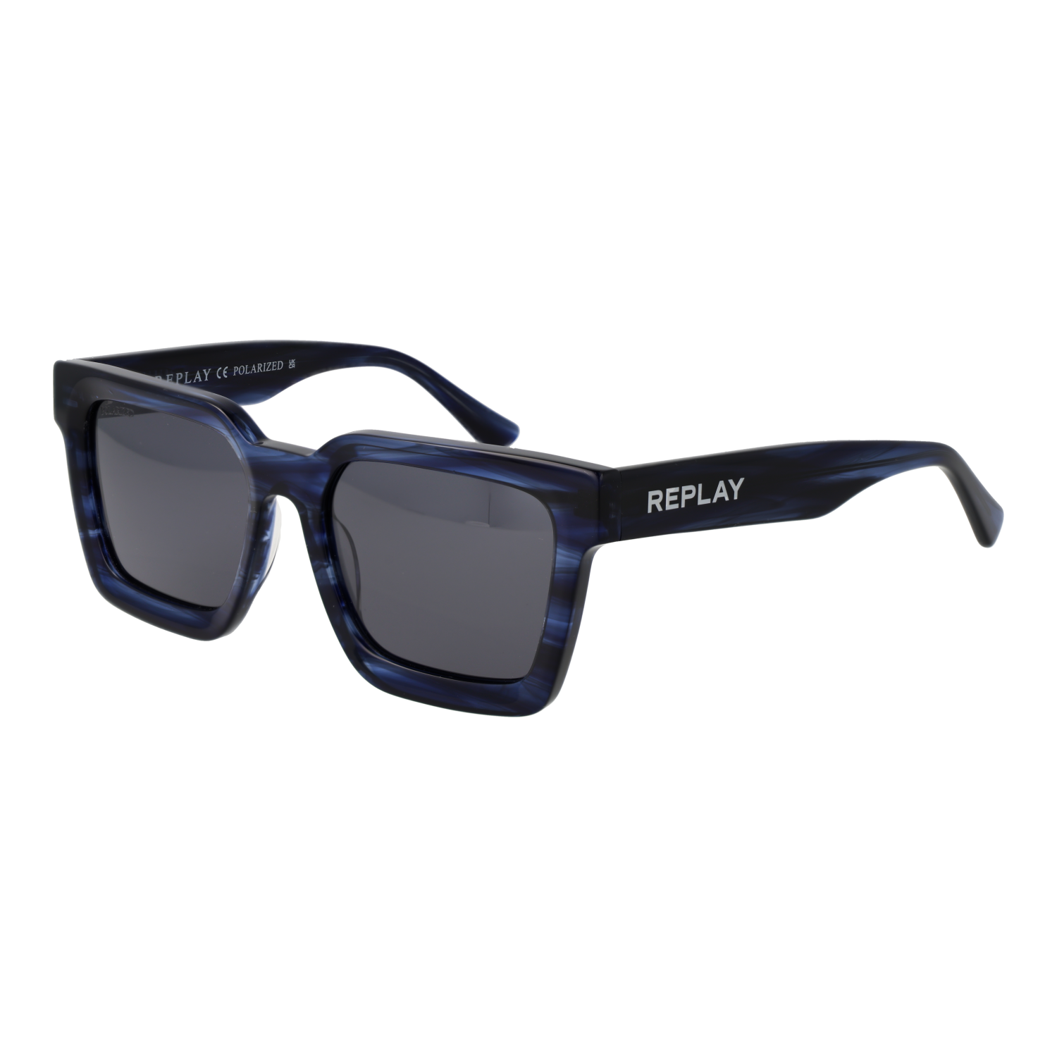 Replay Quadrat Sonnenbrille RY640S 5303 in Blau – 45° Seitenansicht
