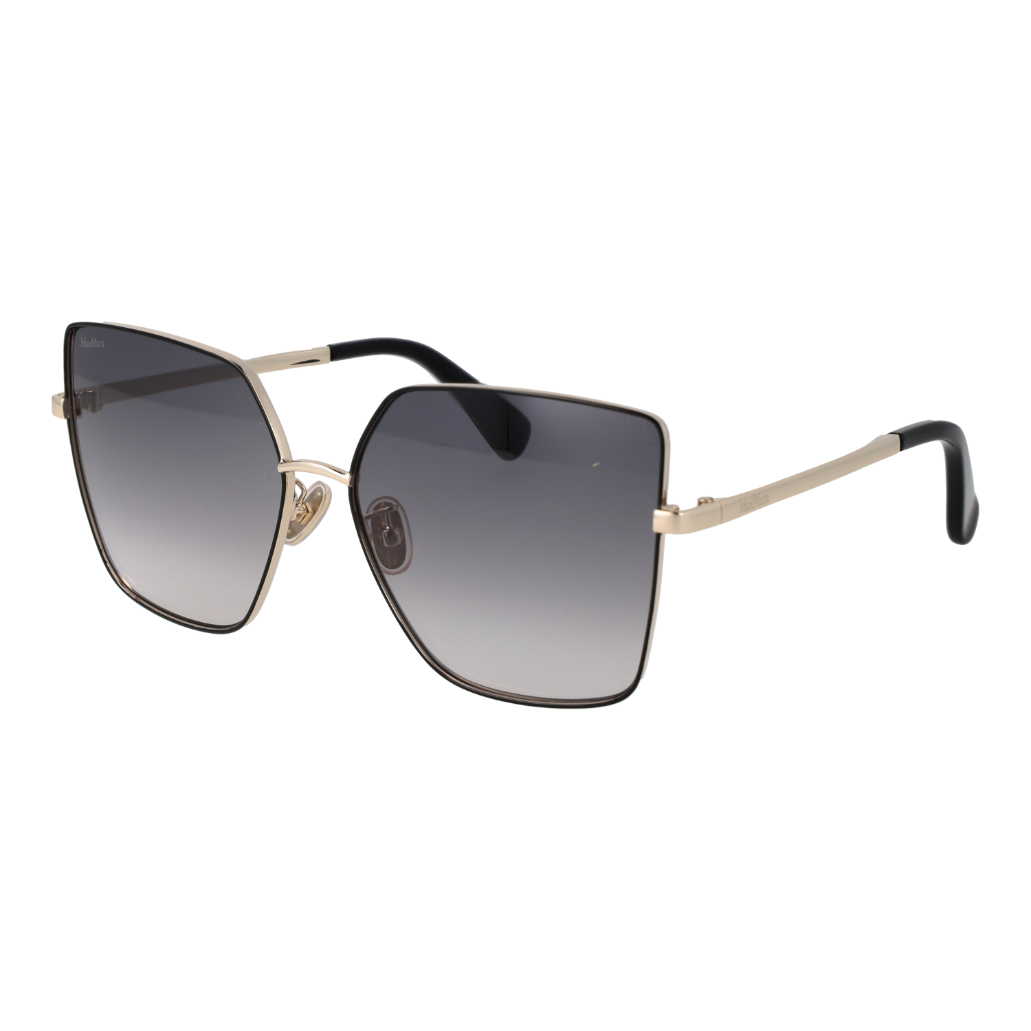 Max Mara Schmetterling Sonnenbrille MM0052-H 6032B in Schwarz – 45° Seitenansicht
