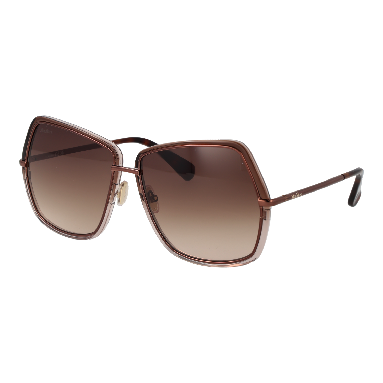 Max Mara Quadrat Sonnenbrille MM0054 6148F in Bronze – 45° Seitenansicht