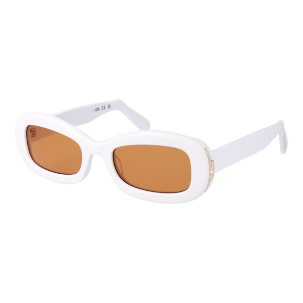 GCDS Oval Sonnenbrille GD0027 5321E in Weiß – 45° Seitenansicht