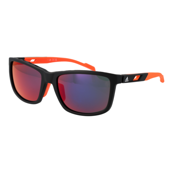 Adidas Sport Rechteck Sonnenbrille SP0047 6002Z in Schwarz – 45° Seitenansicht