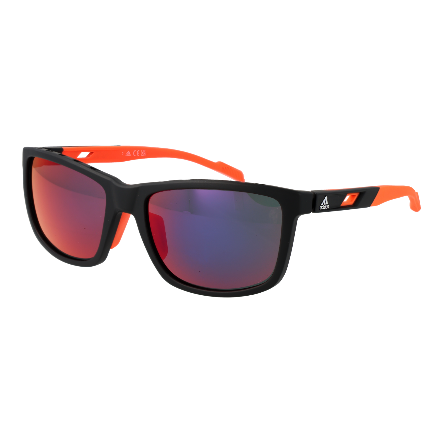 Adidas Sport Rechteck Sonnenbrille SP0047 6002Z in Schwarz – 45° Seitenansicht