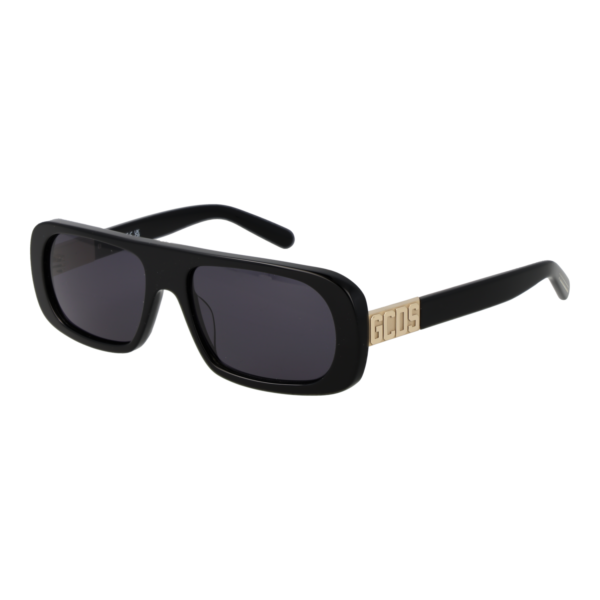 GCDS Rechteck Sonnenbrille GD0039 5401A in Schwarz – 45° Seitenansicht