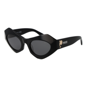 Pucci Katzenaugen Sonnenbrille EP0214 5001A in Schwarz – 45° Seitenansicht