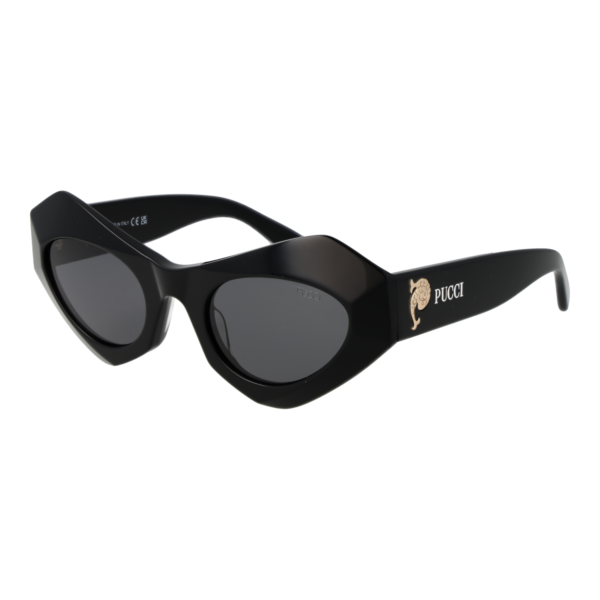 Pucci Katzenaugen Sonnenbrille EP0214 5001A in Schwarz – 45° Seitenansicht