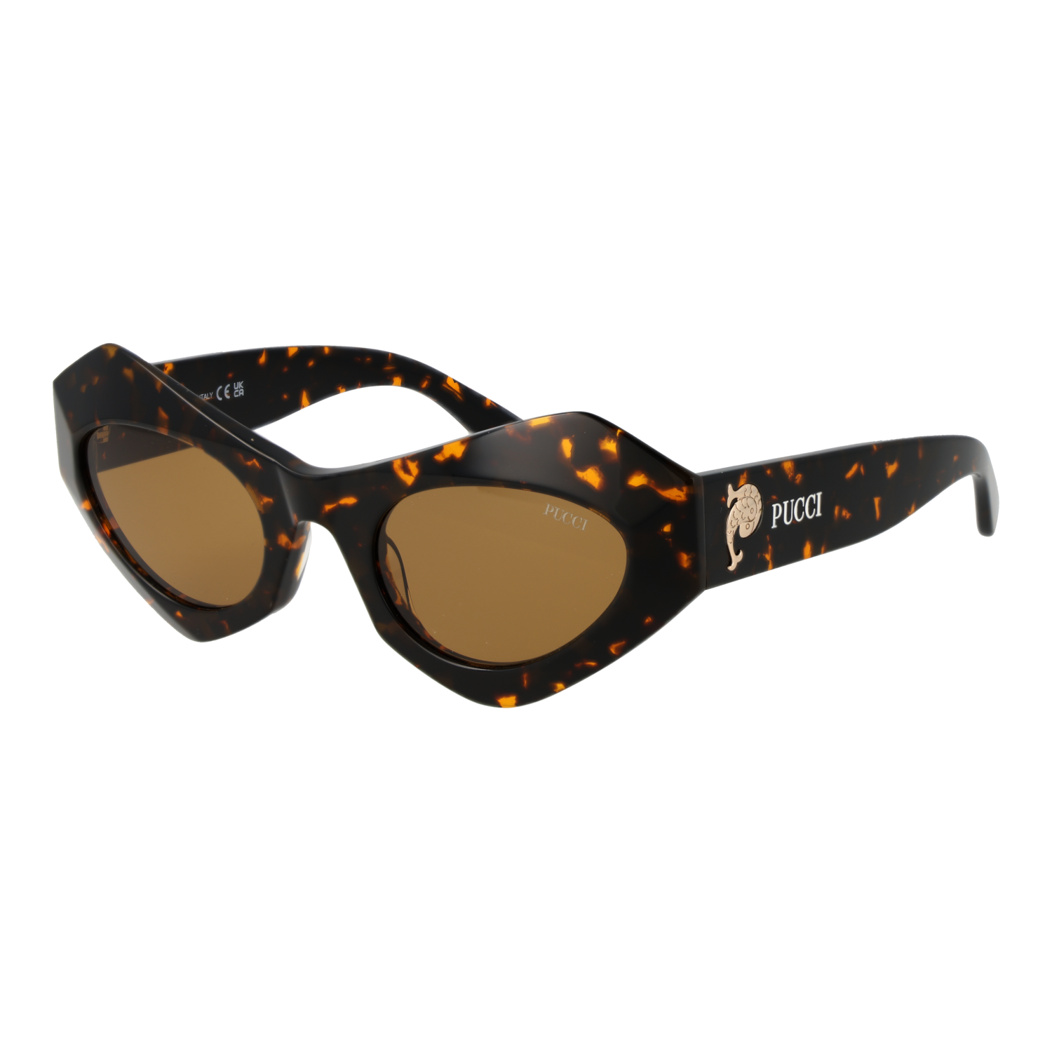 Pucci Katzenaugen Sonnenbrille EP0214 5052E in Braun – 45° Seitenansicht