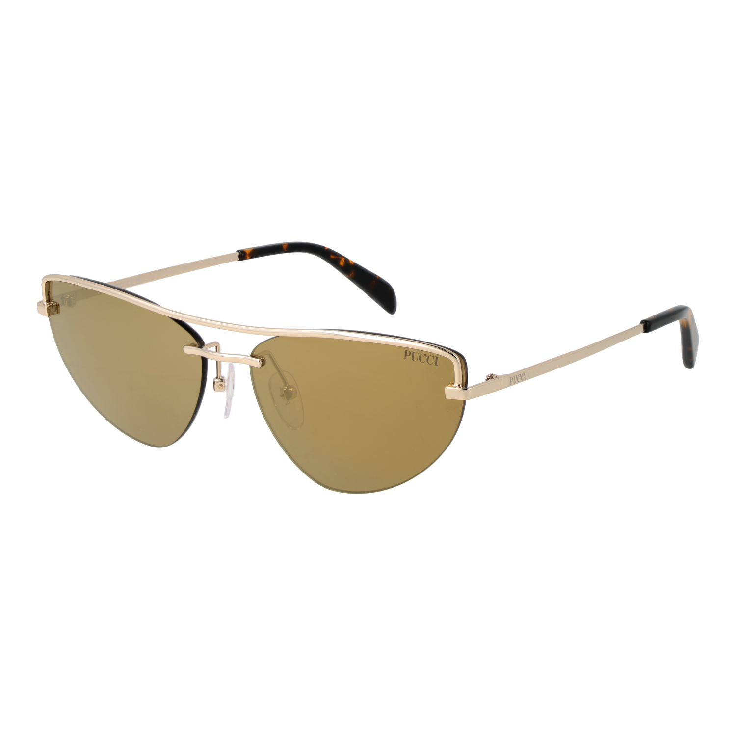 Pucci Katzenaugen Sonnenbrille EP0226 5932G in Gold – 45° Seitenansicht