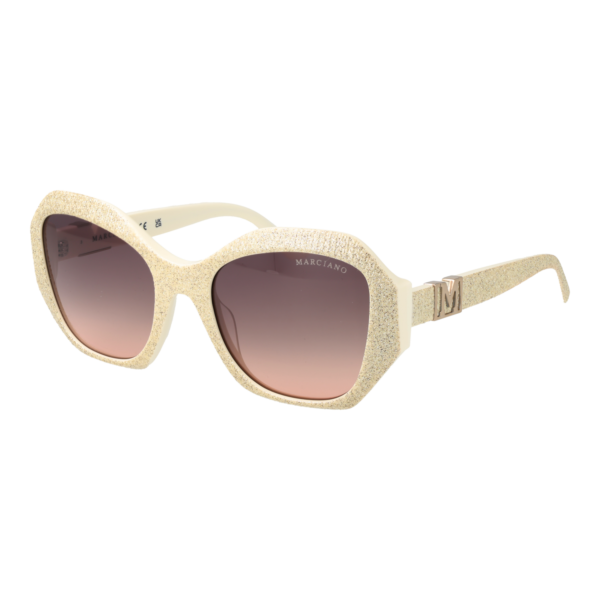 Marciano by Guess Sonnenbrille GM00007 5425F – 45° Seitenansicht Marciano by Guess Schmetterling Sonnenbrille GM00007 5425F in Creme – 45° Seitenansicht