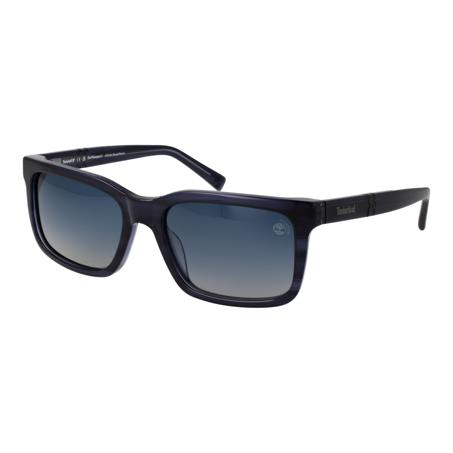 Timberland Rechteck Sonnenbrille TB00021 5790D in Blau – 45° Seitenansicht
