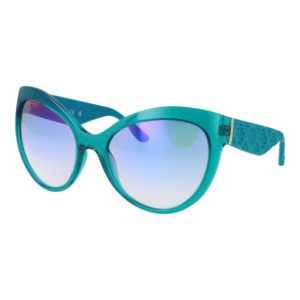 Guess Schmetterling Sonnenbrille GU00130 6187X in Türkis – 45° Seitenansicht