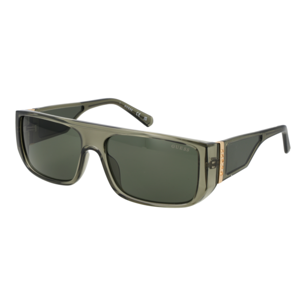 Guess Rechteck Sonnenbrille GU00136 6093N in Oliv – 45° Seitenansicht