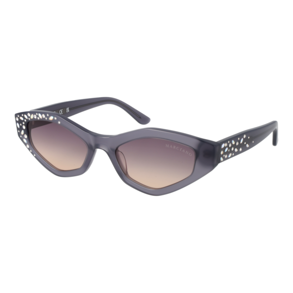 Marciano by Guess Oval Sonnenbrille GM00017 5320B in Grau – 45° Seitenansicht