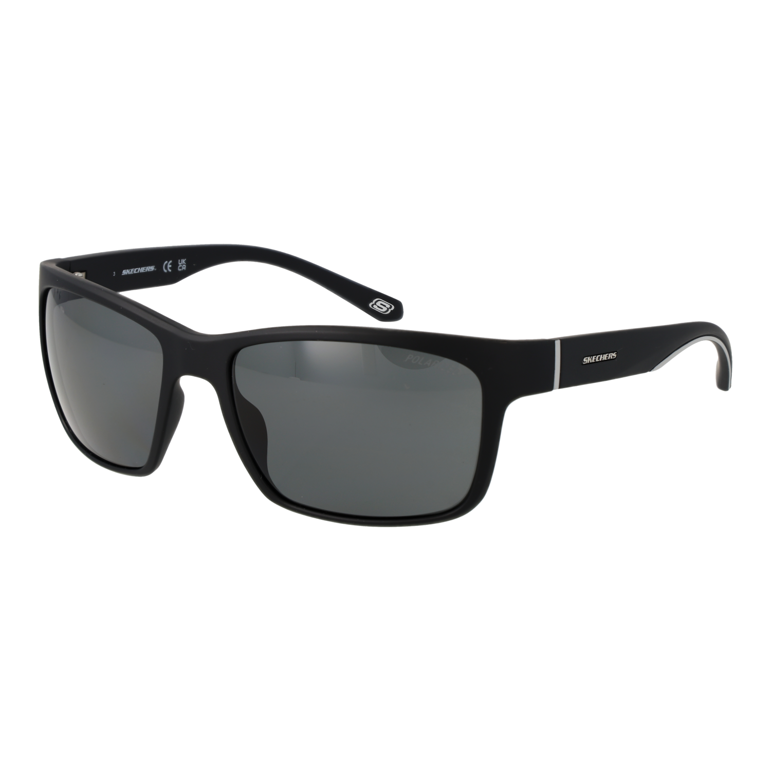 Skechers Quadrat Sonnenbrille SE6117 5802D in Schwarz – 45° Seitenansicht