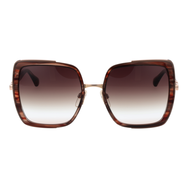 Ana Hickmann Sonnenbrille AH3272 57E01 – Frontansicht mit Metall Rahmen und Braun Gläsern