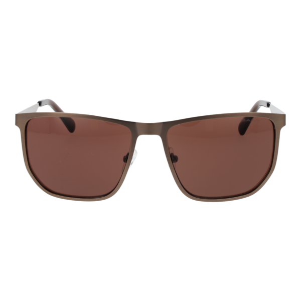 Gant Sonnenbrille GA00014 5837E – Frontansicht mit Metall Rahmen und Braun Gläsern