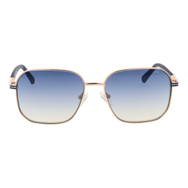 Guess Sonnenbrille GU00051 5732W – Frontansicht mit Metall Rahmen und Blau Gläsern