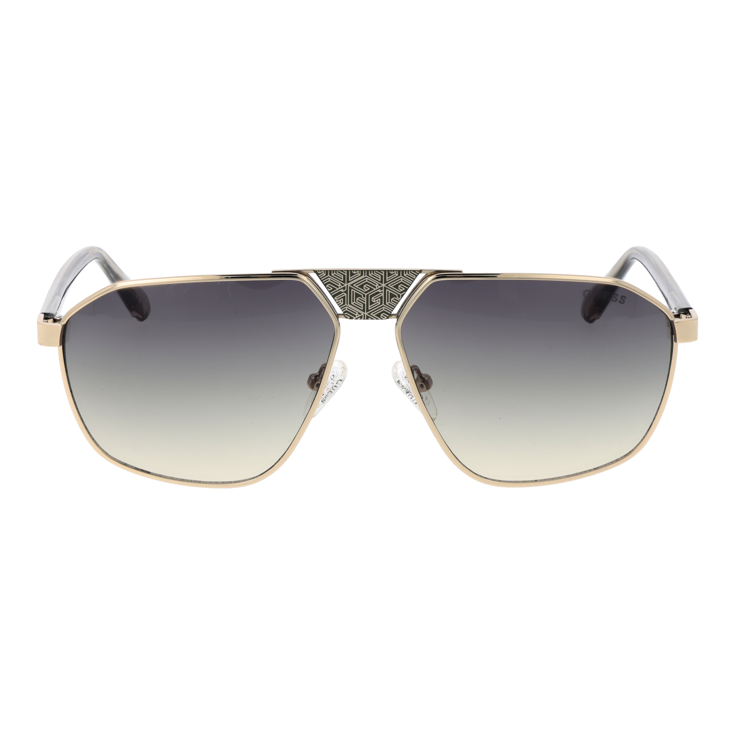 Guess Sonnenbrille GU00086 5932P – Frontansicht mit Metall Rahmen und Grün Gläsern