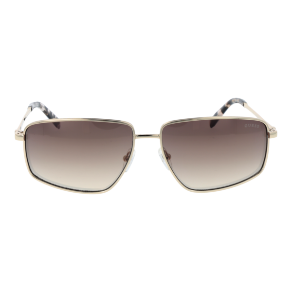 Guess Sonnenbrille GU00088 6232G – Frontansicht mit Metall Rahmen und Braun Gläsern