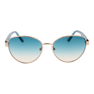 Guess Sonnenbrille GU00101 5532P – Frontansicht mit Metall Rahmen und Türkis Gläsern