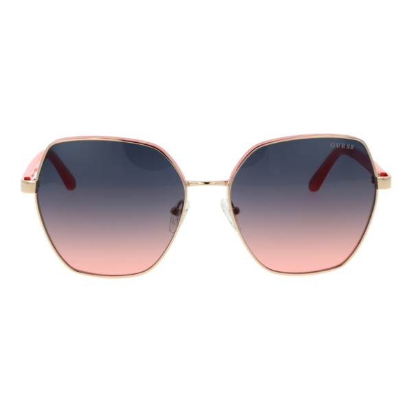 Guess Sonnenbrille GU00108 6074B – Frontansicht mit Metall Rahmen und Rosa Gläsern