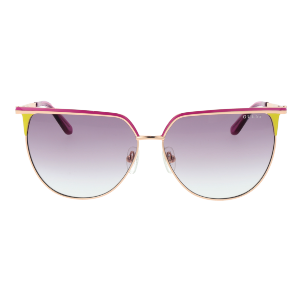 Guess Sonnenbrille GU00132 5883Z – Frontansicht mit Metall Rahmen und Lila Gläsern