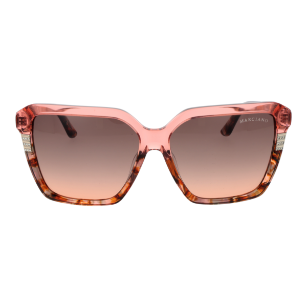 Marciano by Guess Sonnenbrille GM00009 5874F – Frontansicht mit Kunststoff Rahmen und Lila Gläsern