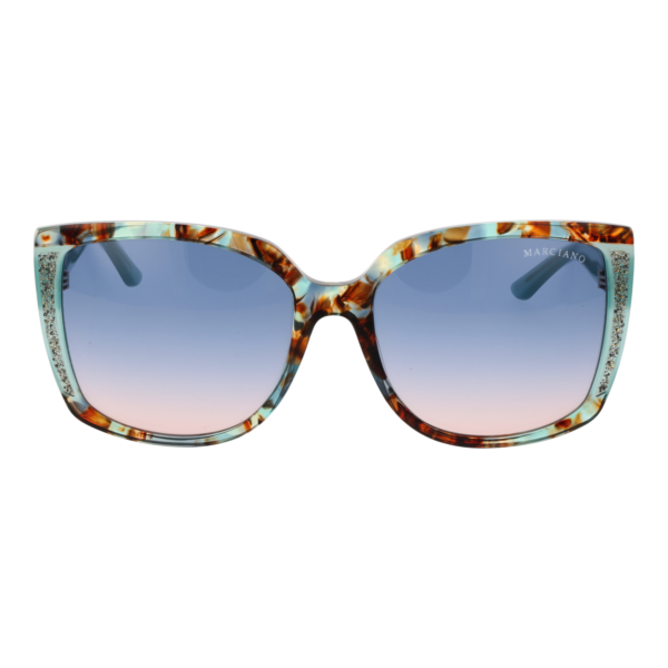 Marciano by Guess Sonnenbrille GM00013 5989W – Frontansicht mit Kunststoff Rahmen und Blau Gläsern