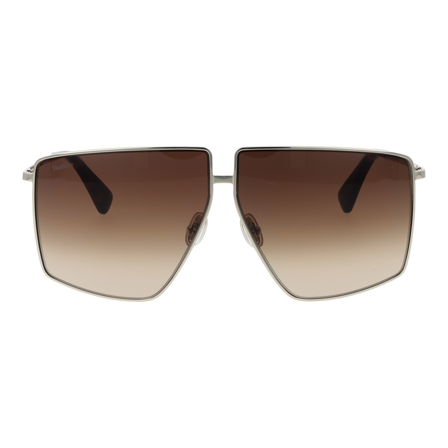 Max Mara Sonnenbrille MM0026 6432F – Frontansicht mit Metall Rahmen und Braun Gläsern