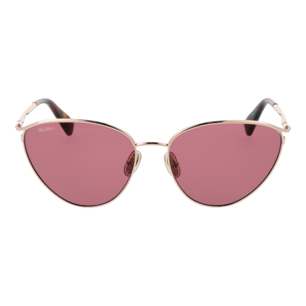 Max Mara Sonnenbrille MM0044 5652S – Frontansicht mit Metall Rahmen und Pink Gläsern